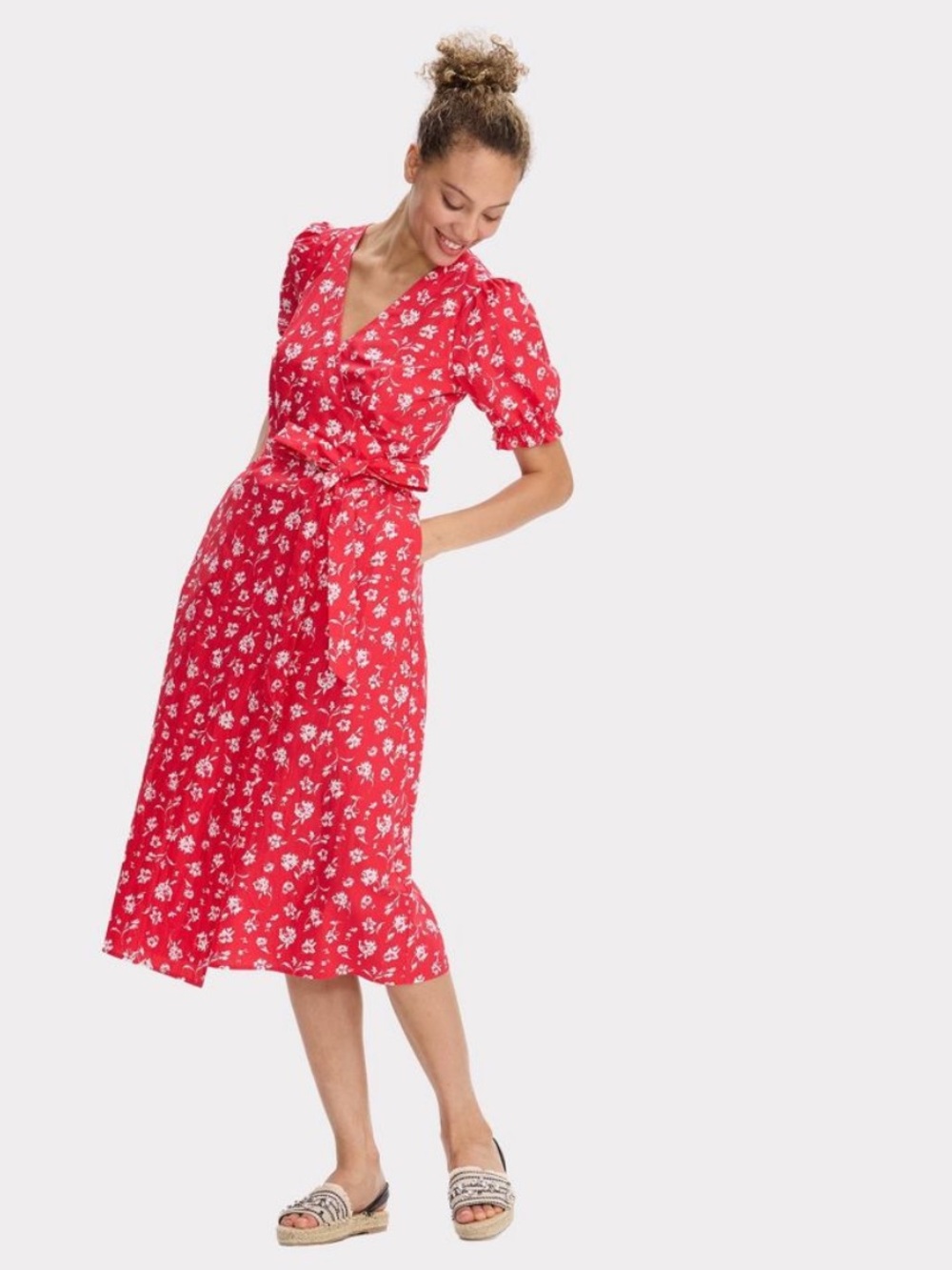 Universal Thread Red Floral Wrap Midi Dress